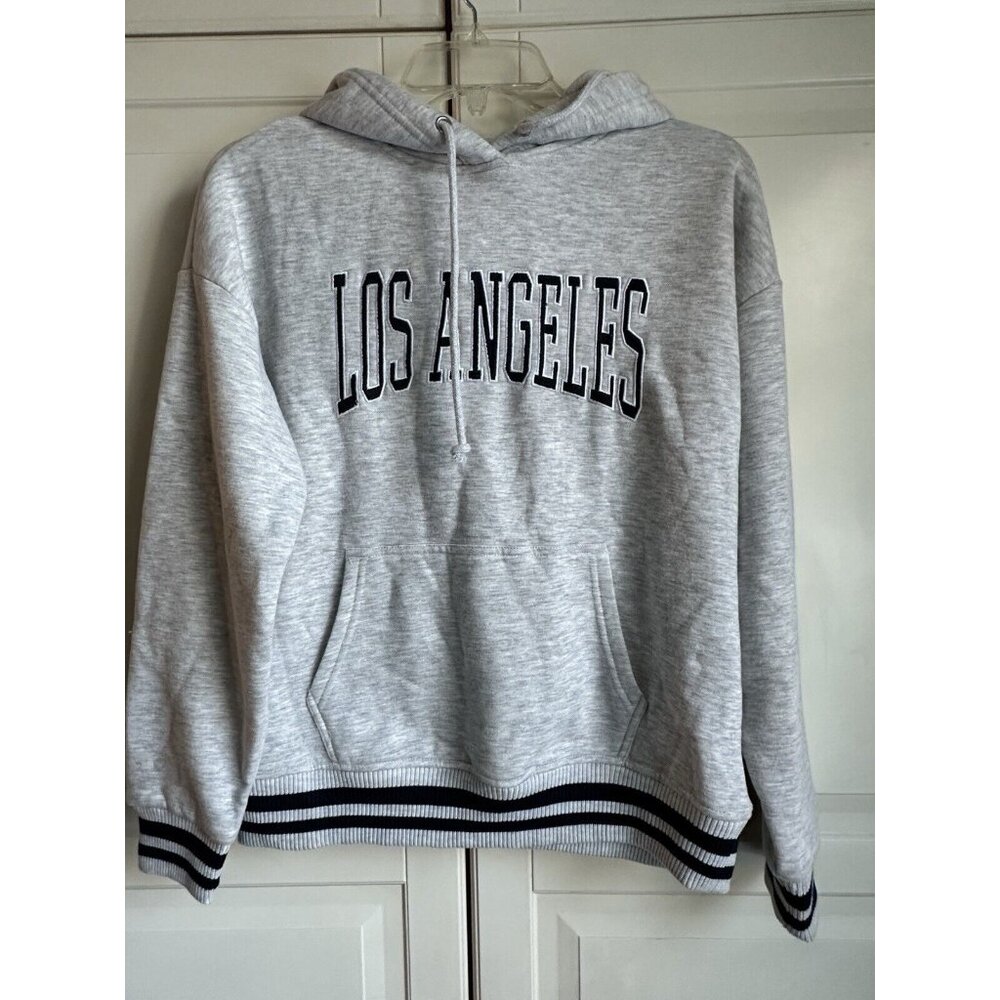 Lazy Sunday Hoodie‎ Gray Los Angeles Womens Extea Small XS New